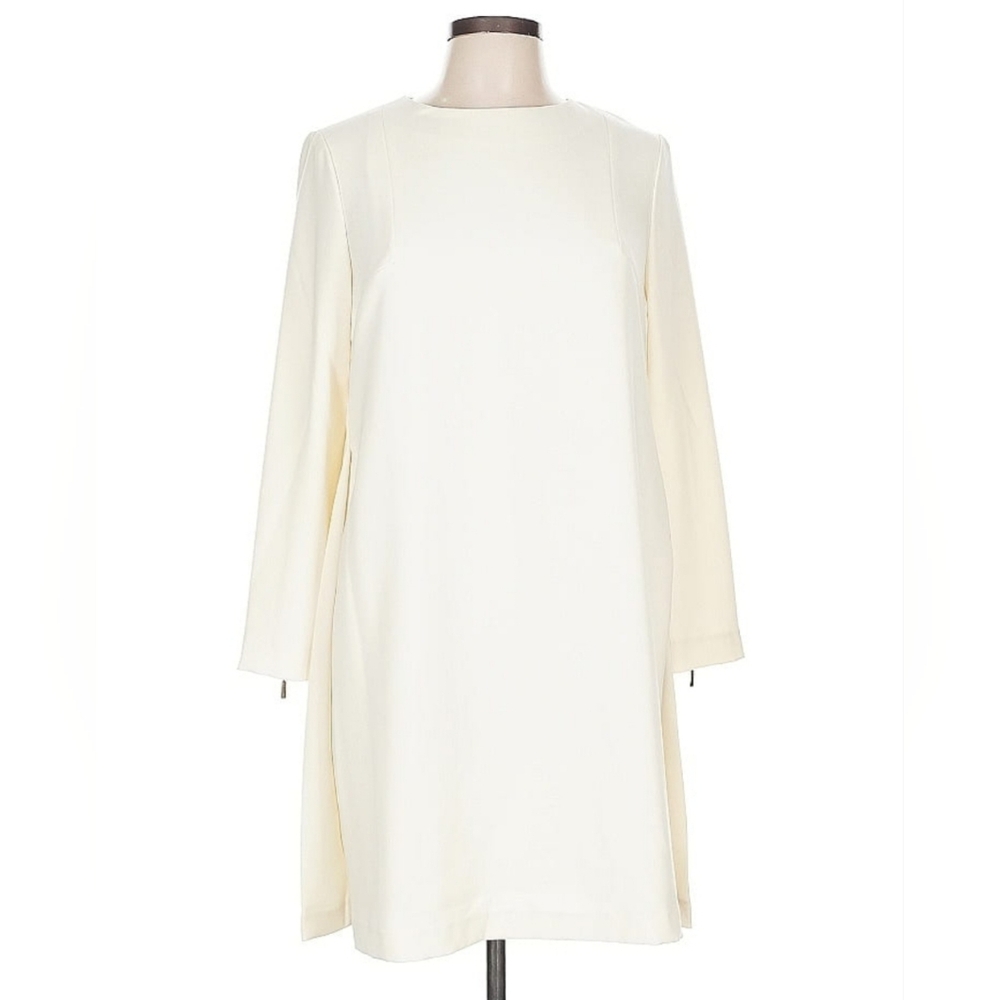 NWT $398 {Hoss Intropia} Chic Long Sleeve White Shift Dress- Size 44